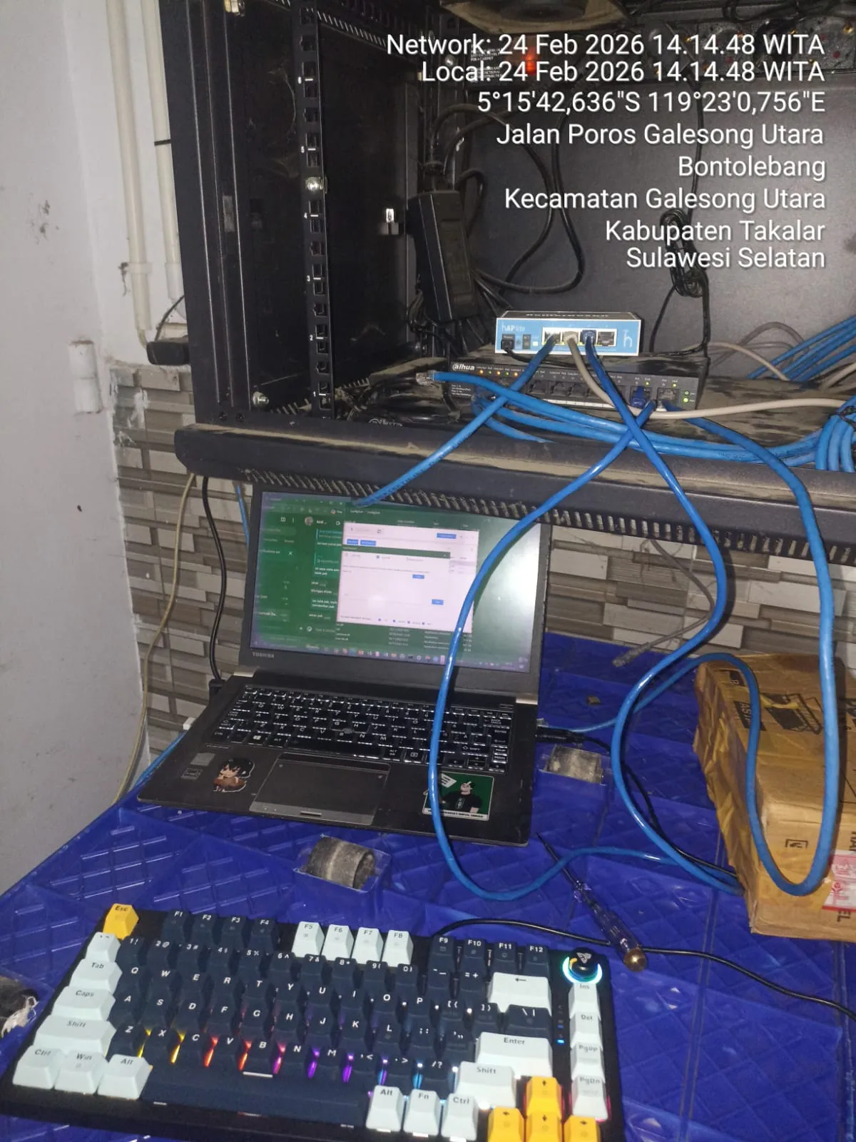 Pemasangan dan Setting jaringan pada Rak Server di Makassar